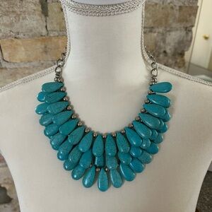 Turquoise Three Layered Adjustable Statement Necklace